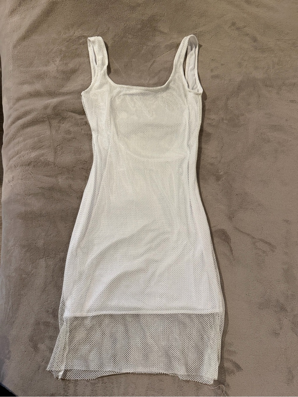 Women's White Mesh Slip Dress - Breathable Layering Tank
